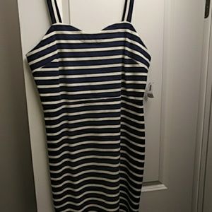 Navy and white striped dress NWT